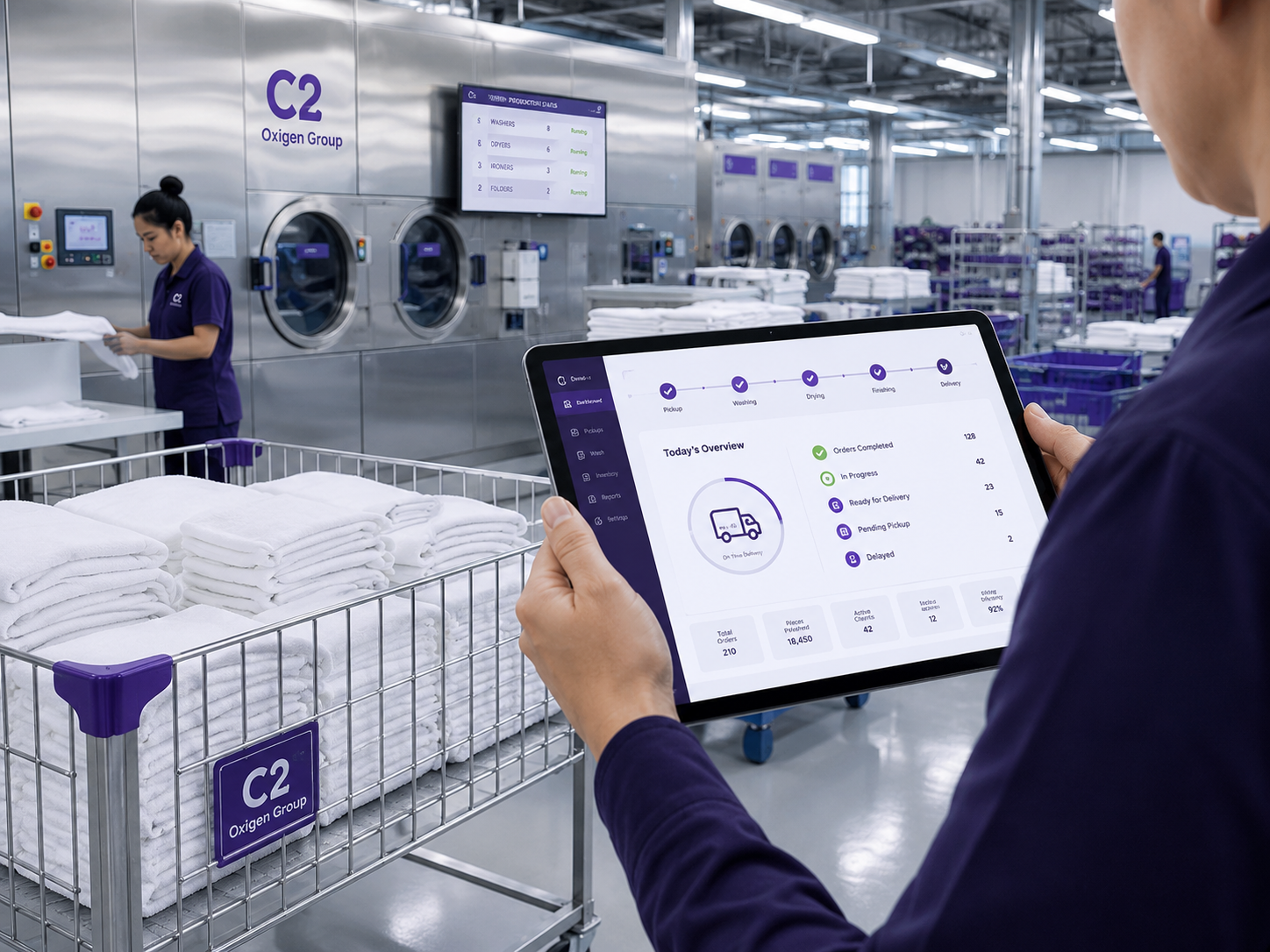 نظام رقمي لتتبع حمولة البياضات الفندقية